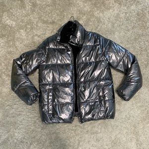 Metallic puffy coat